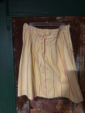 Old Navy Yellow Striped Circle Skirt with Tie Waist